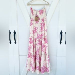 Abel the Label Anthropologie Pink & White Maxi Dress